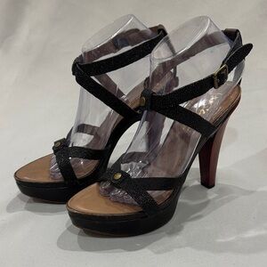 UGG Black and Brown Strappy Platform Heels - Size 8